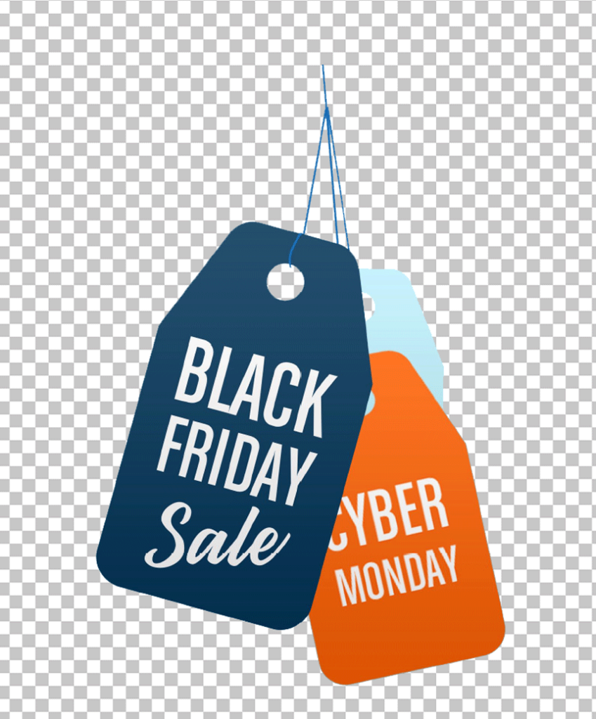 Hanging Black Friday anad Cyber Monday Tags PNG Image