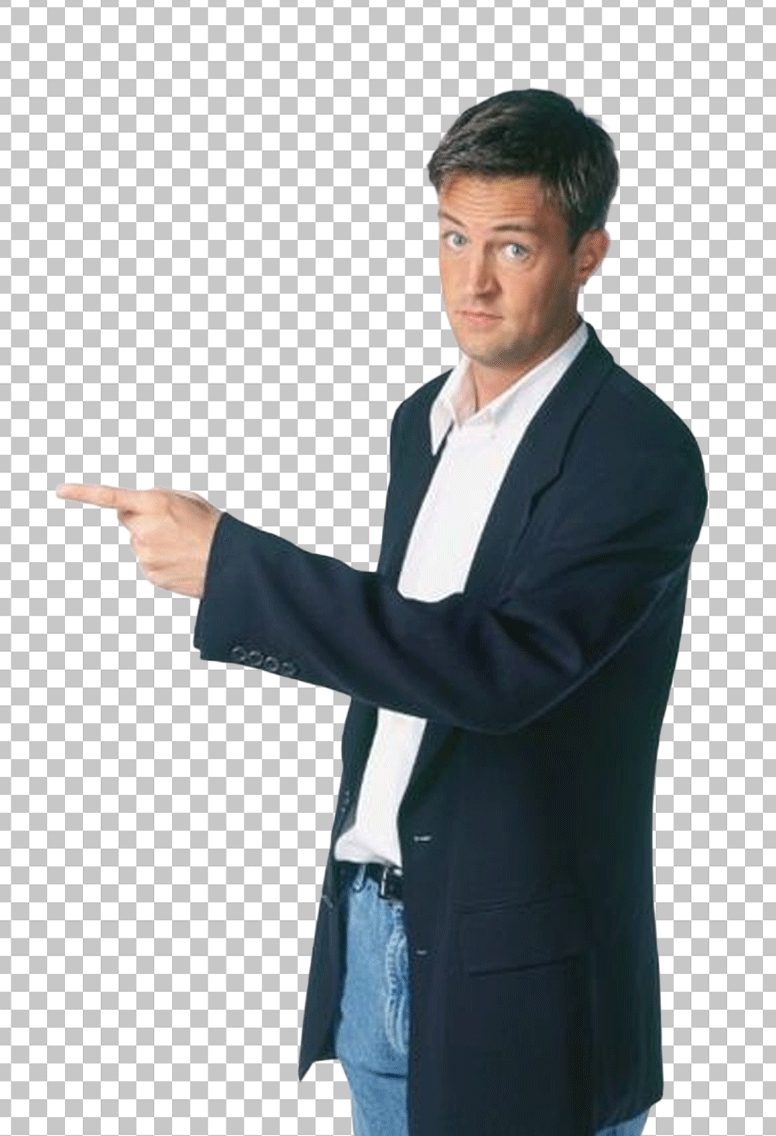 Chandler Bing pointing finger to the left png image