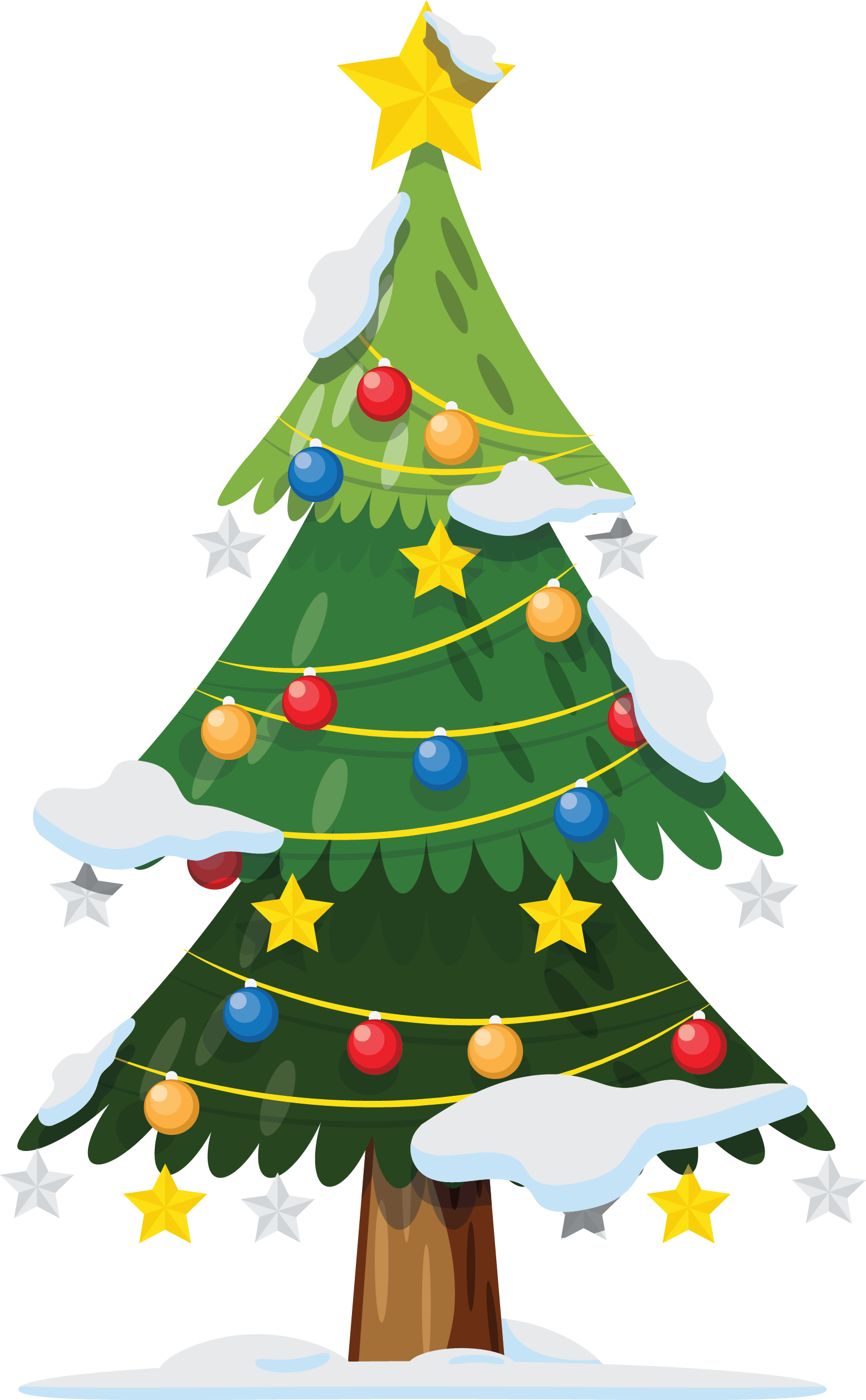 Christmas tree with bulb and snow PNG Image | OngPng