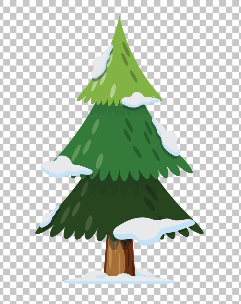 Green Christmas tree with snow PNG Image