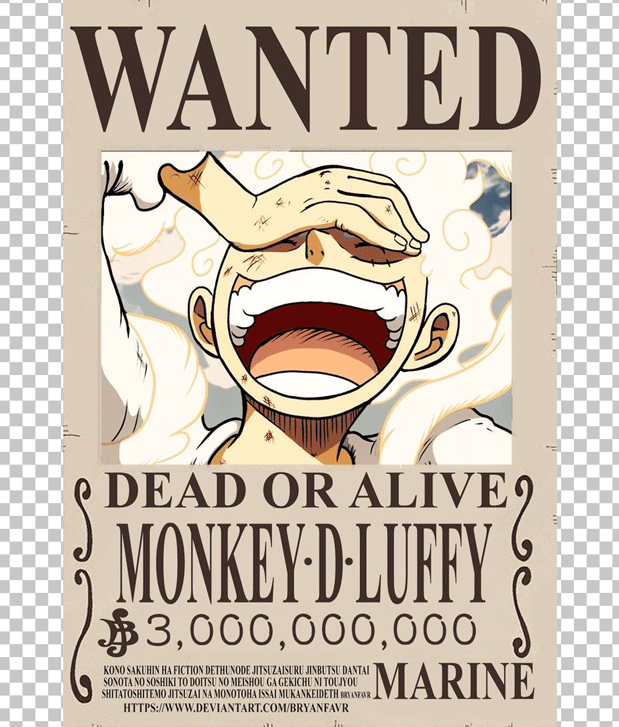 Monkey D. Luffy's Marine Wanted Poster PNG Image.