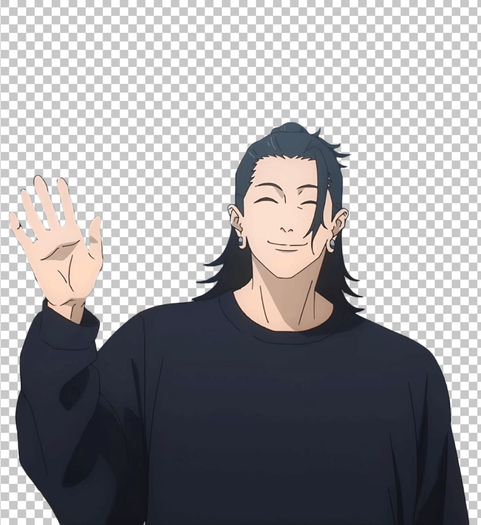 Suguru Geto is smiling and waving his hand PNG Image
