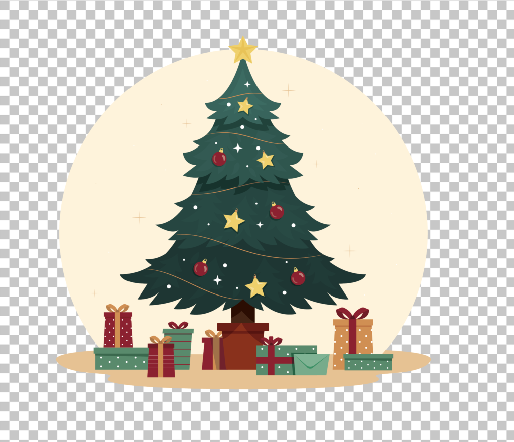 Christmas tree with gifts PNG image