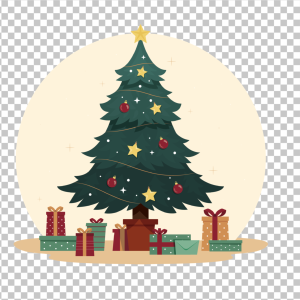 Christmas tree with gifts PNG image