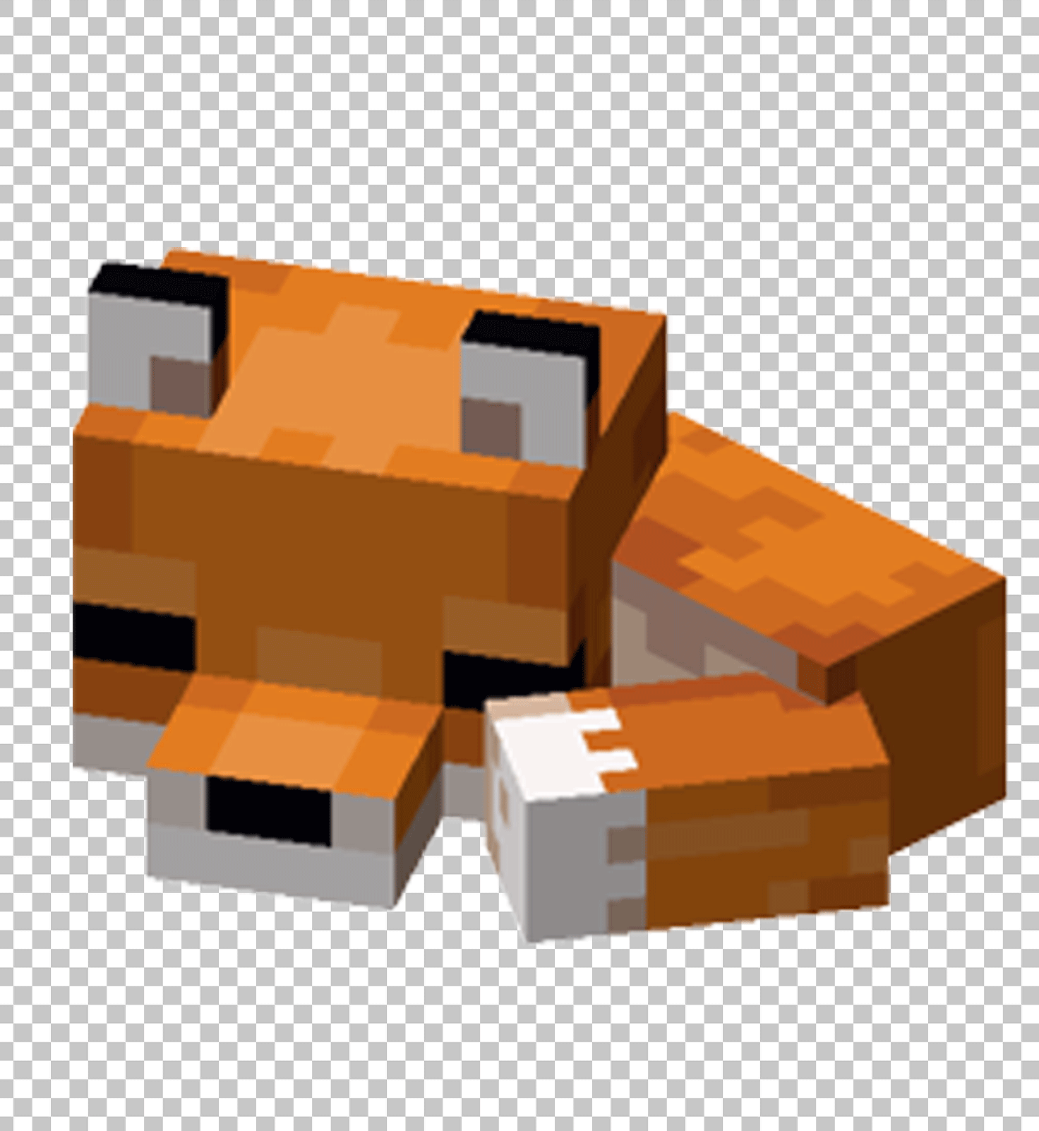 Minecraft fox sleeping PNG Image