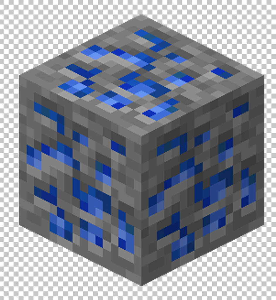 A block of lapis lazuli ore, a rare and valuable mineral found in Minecraft.