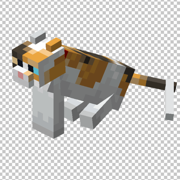 Minecraft Calico Cat sitting PNG Image