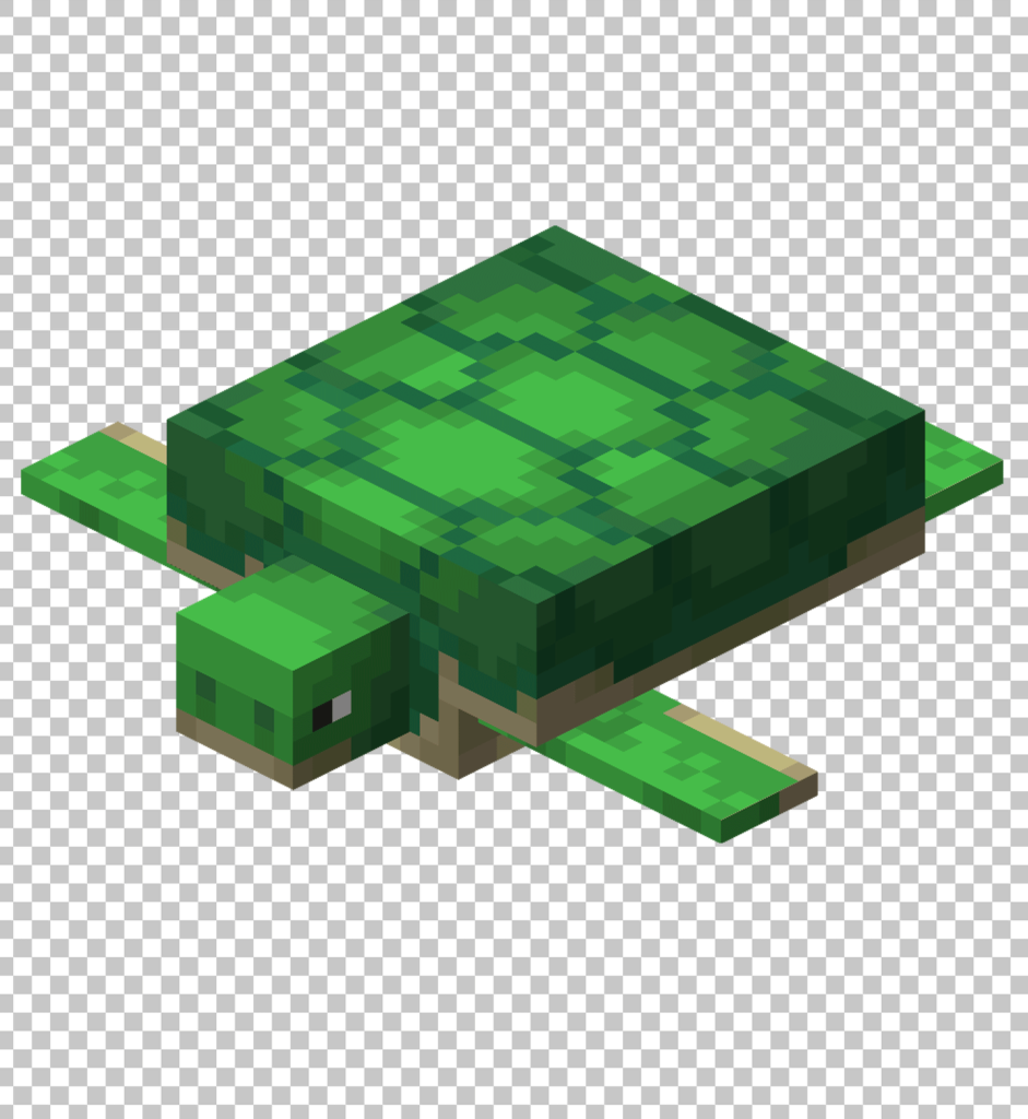 Green Minecraft Turtle PNG Image