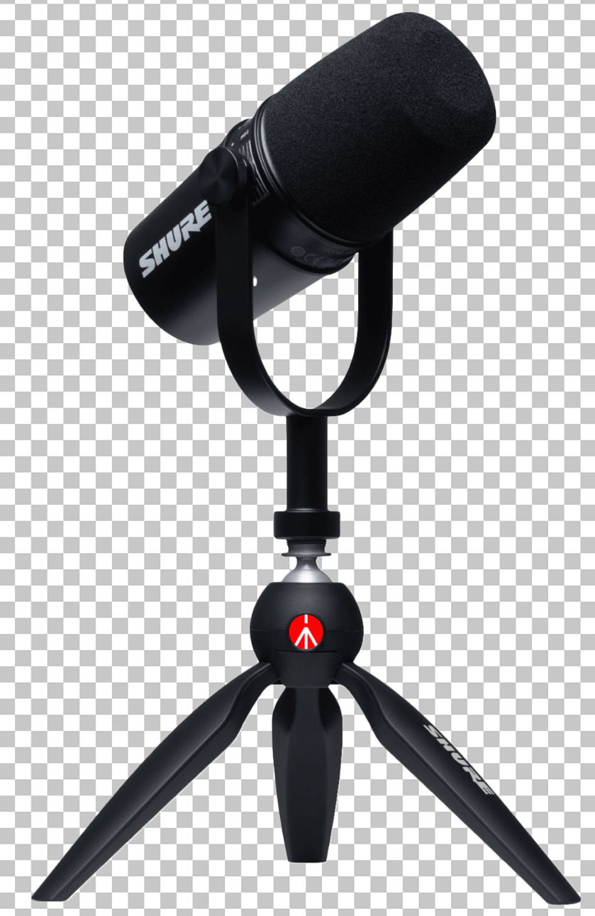 Podcast Microphone on Tripod PNG Image