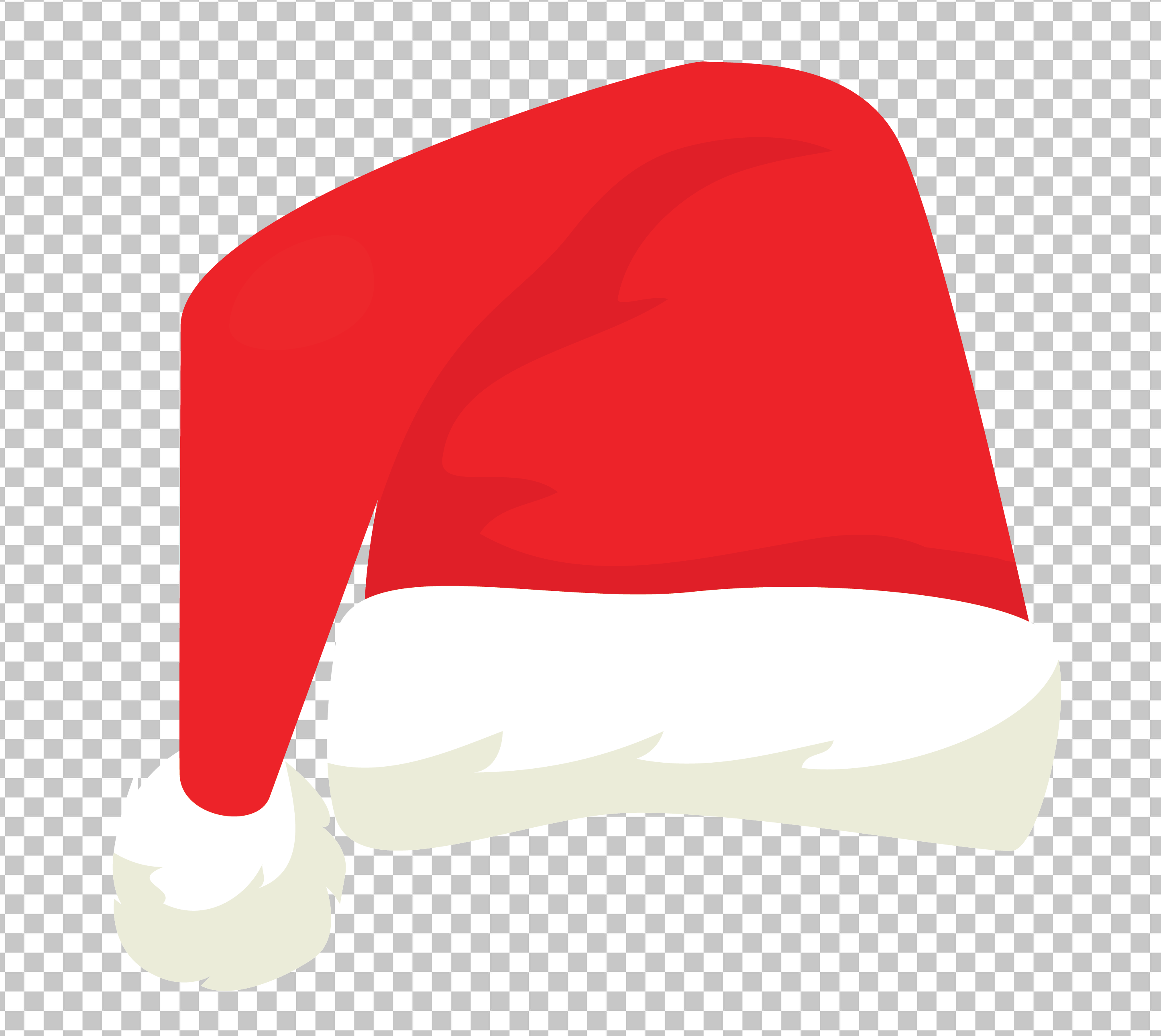 Red and White Santa Hat on Transparent Background PNG Image