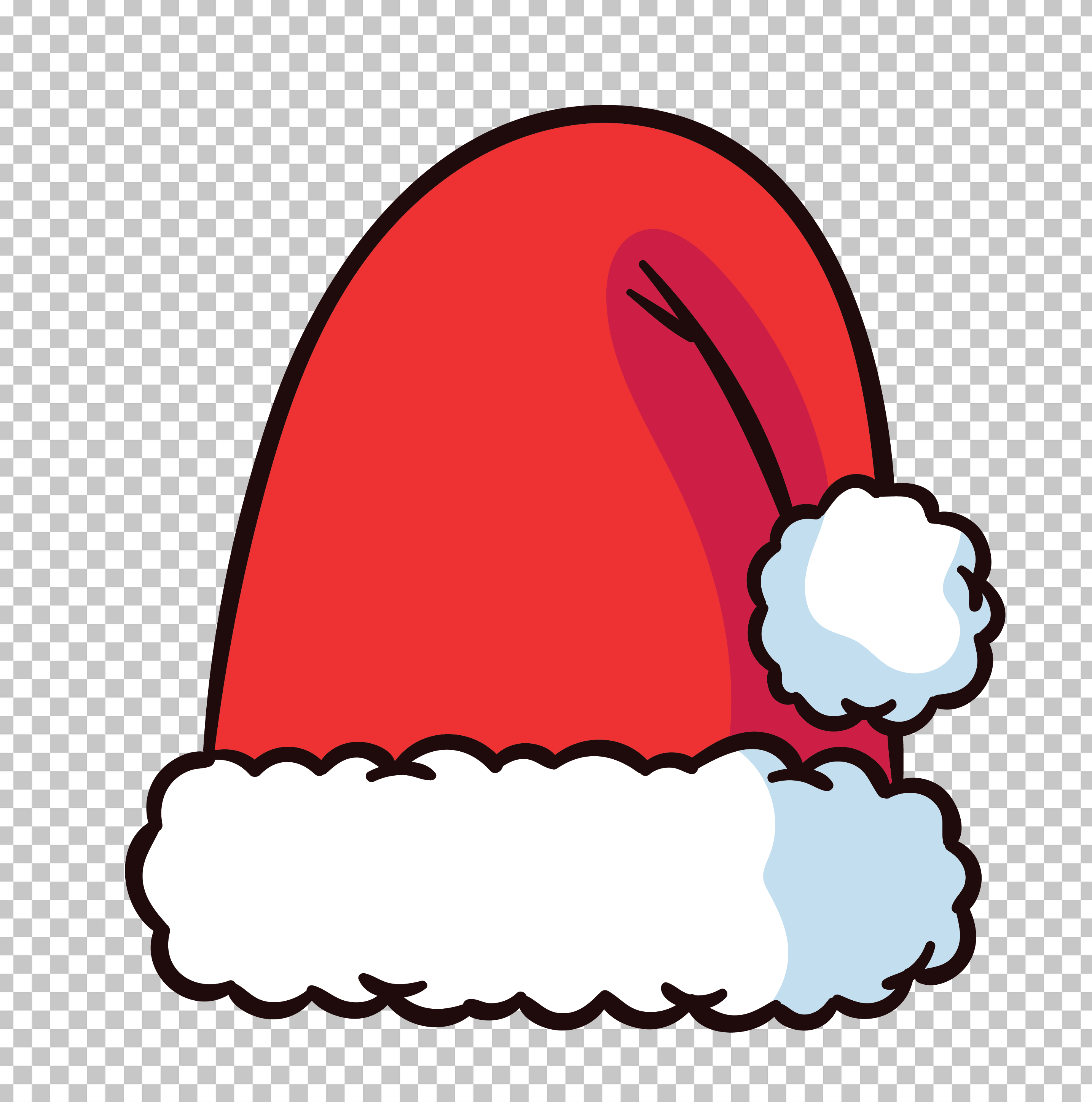 Red Santa Hat with White Pom Pom PNG Image