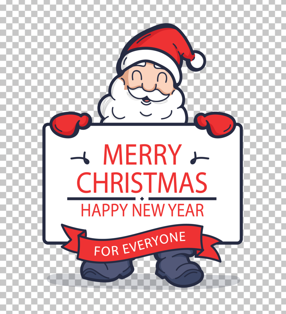Santa is holding merry Christmas and new year sign PNG Image