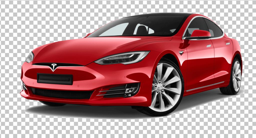 Red Tesla Model S Electric Car PNG Image