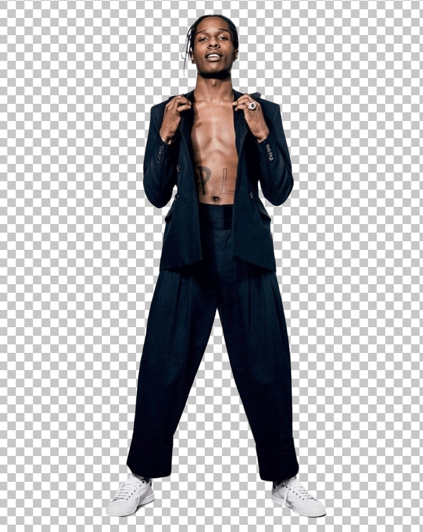 ASAP Rocky in a black suit PNG Image