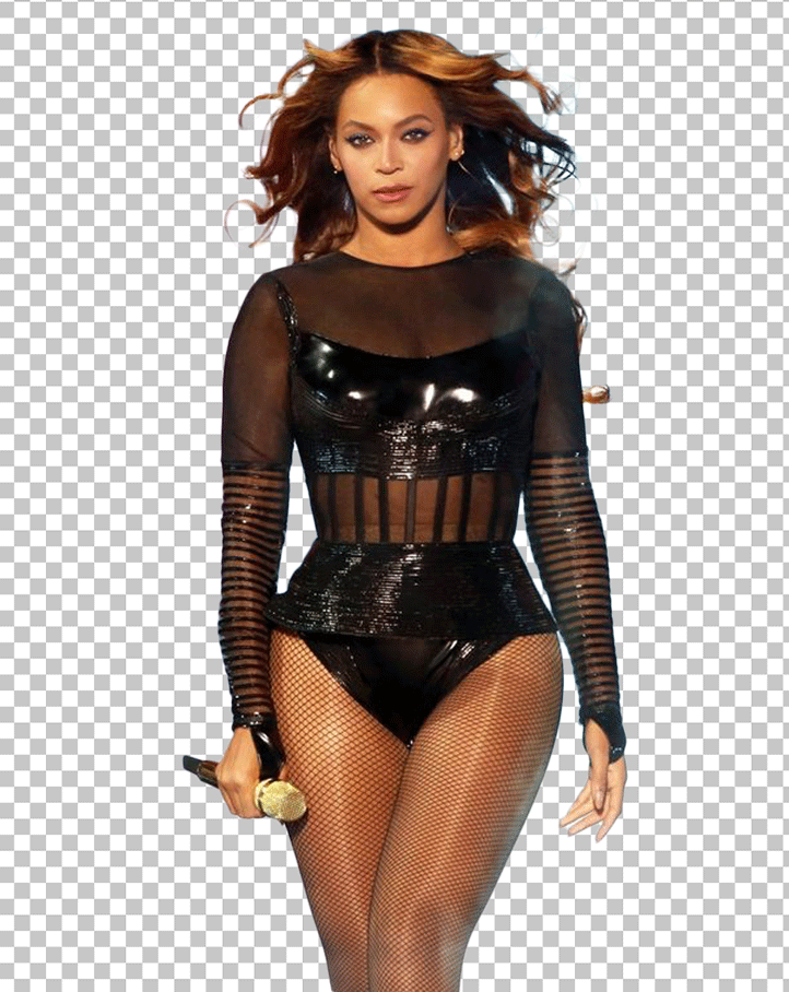 Beyonce is walking with holding mic PNG Image