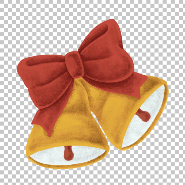 Christmas Bells with a red bow PNG Image
