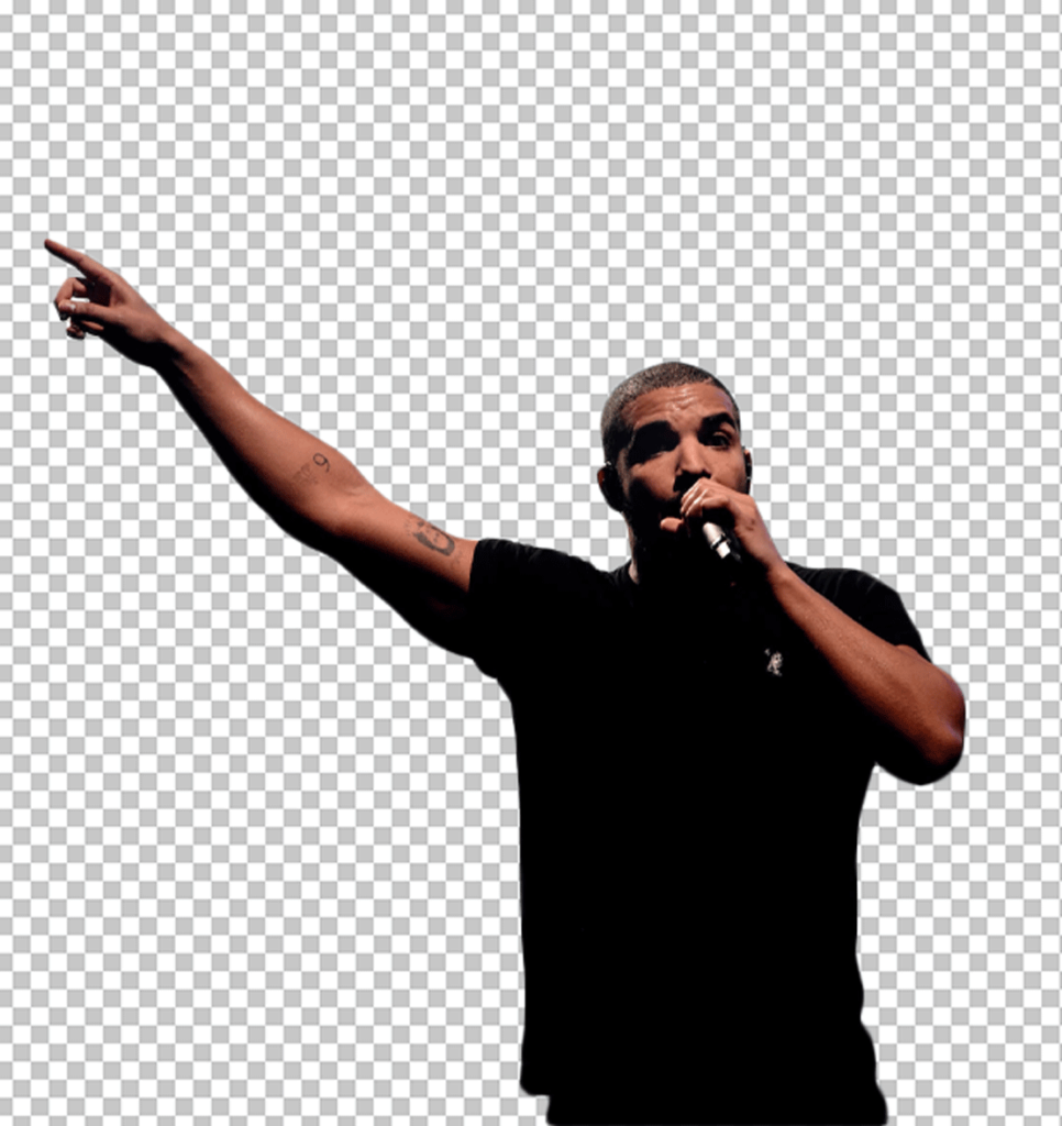 Drake pointing while singing PNG Image
