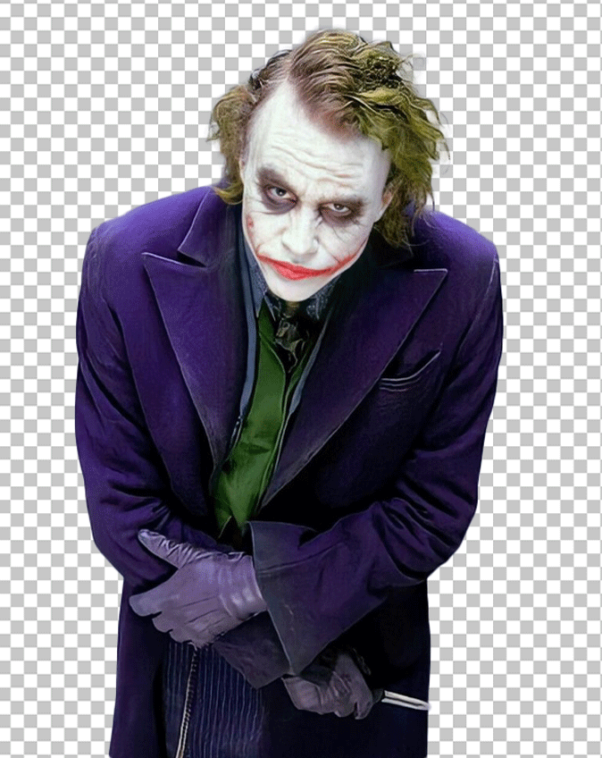 Heath Ledger as Joker is holding knife PNG Image