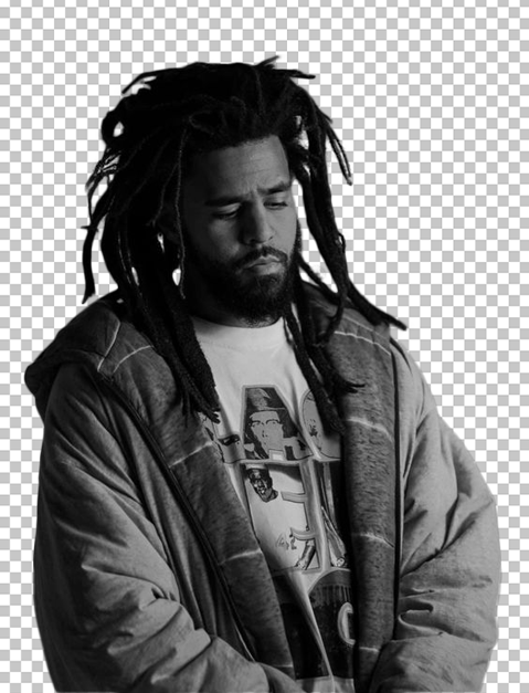 J Cole black and white image