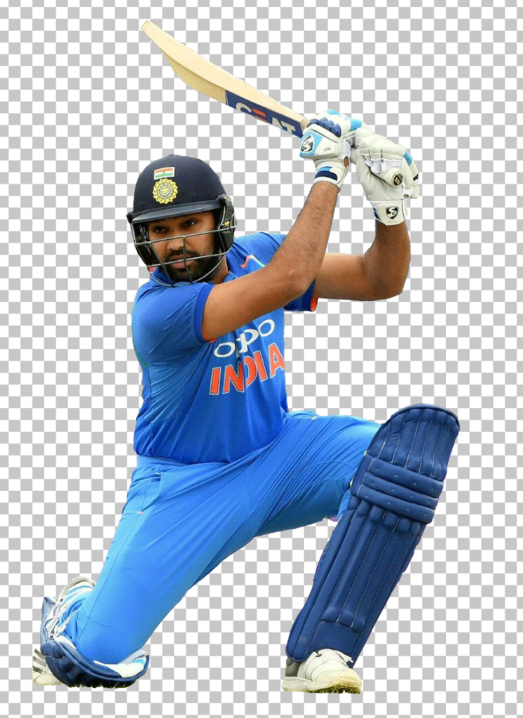 Rohit Sharma is batting on his knees in a PNG image.