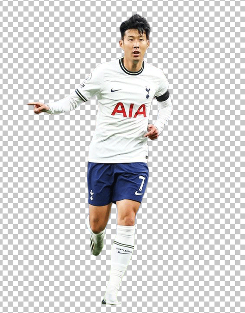 Son Heung-Min running pointing to the right PNG image