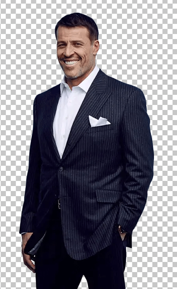 Tony Robbins in suit and smiling PNG Image