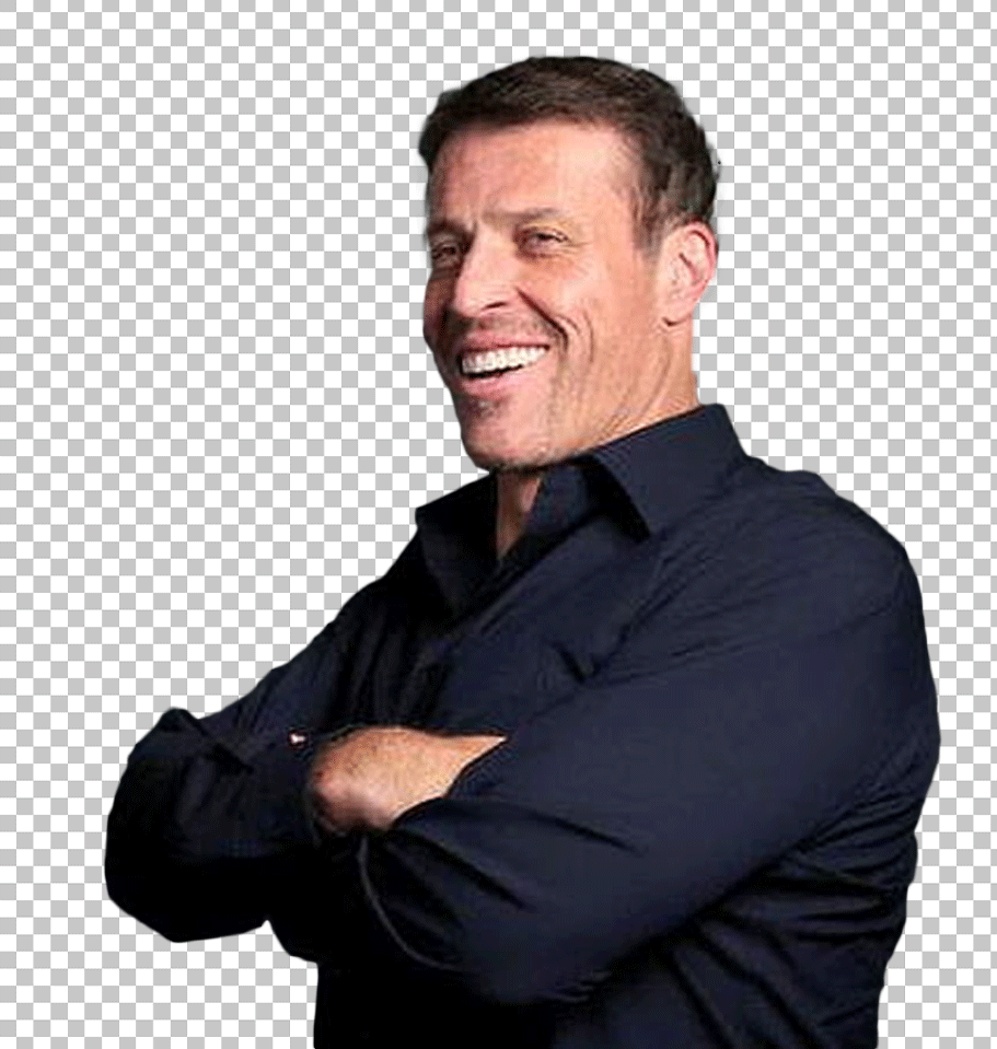 Tony Robbins is smiling and folding his hand PNG Image