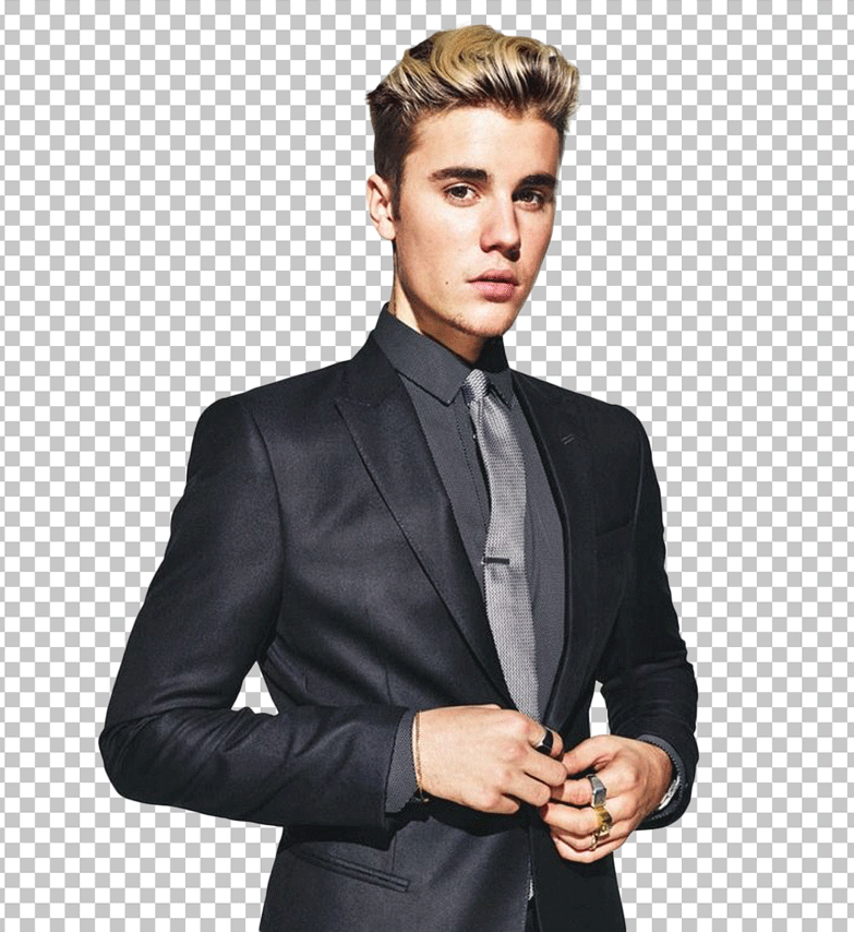 Young Justin Bieber in Suit PNG Image