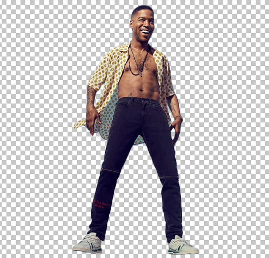 Kid Cudi standing and laughing PNG Image