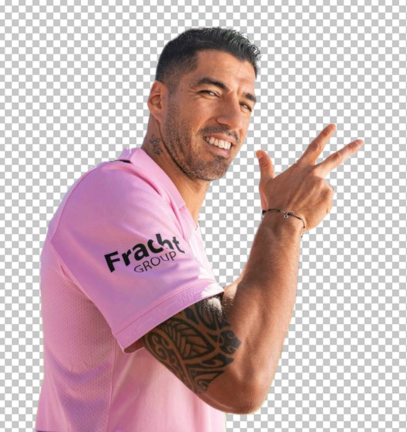 Luis Suarez wearing inter Miami jersey PNG Image