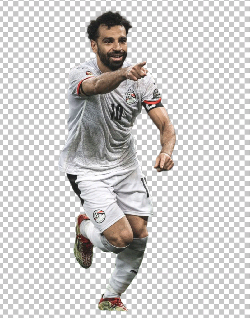 Mohamed Salah running and pointing PNG image