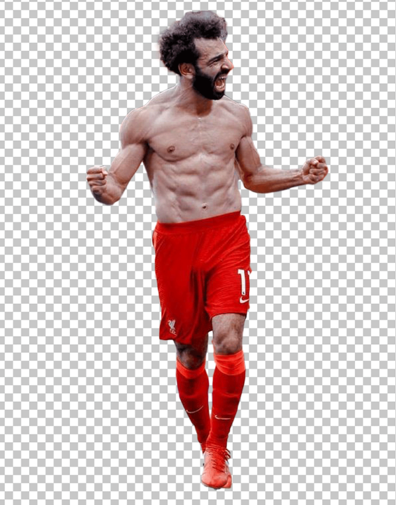 Mohamed Salah Running Shirtless PNG Image