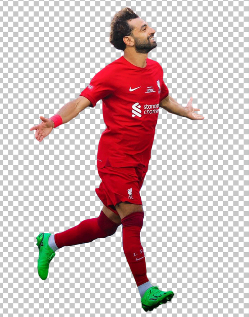 Mohamed Salah Running with an open arm PNG Image