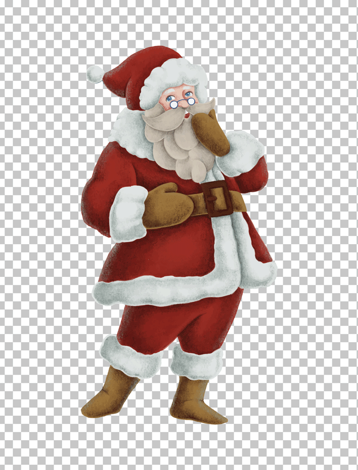 A PNG clipart image featuring a cheerful cartoon illustration of Santa Claus.