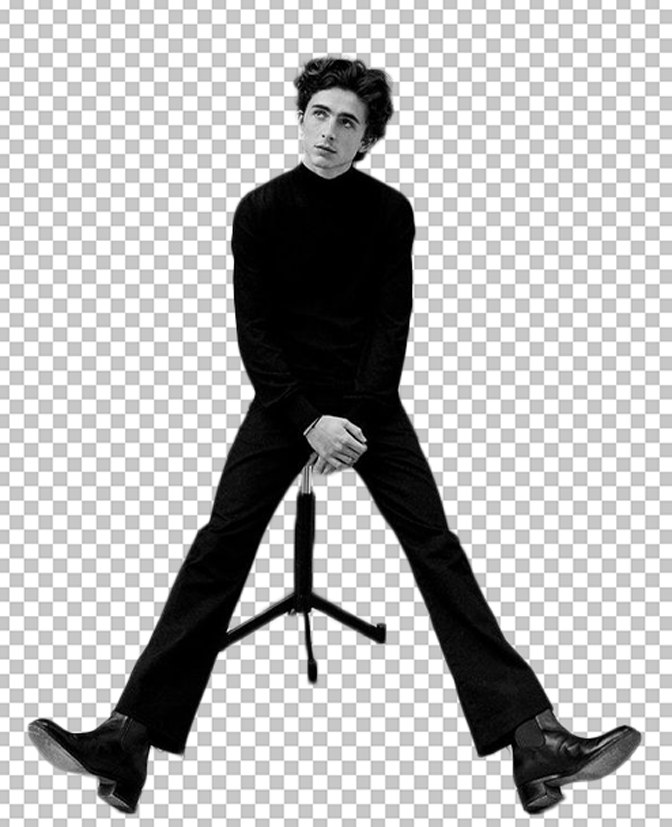 Timothee Chalamet sitting on a chair PNG Image
