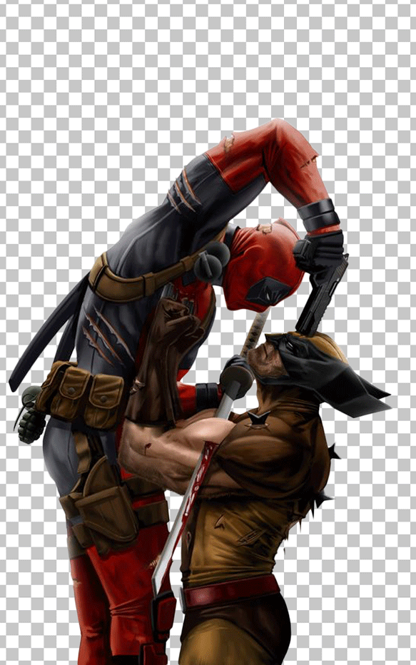 Wolverine vs. Deadpool fight PNG Image