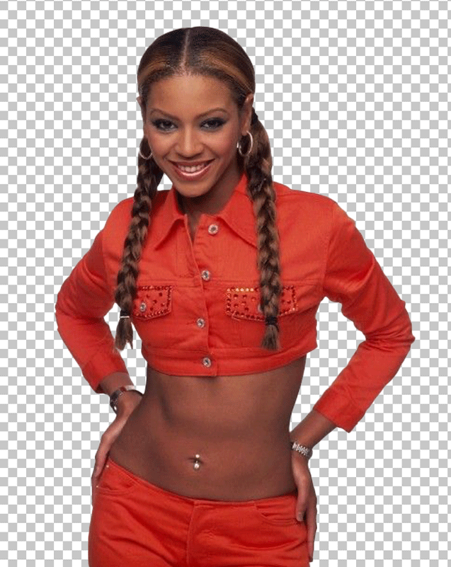 Young Beyonce in a red crop top PNG Image