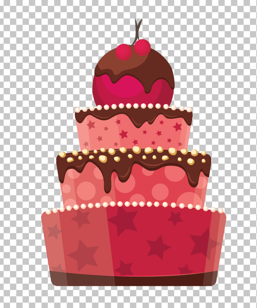 Three-tiered Birthday Cake PNG Image