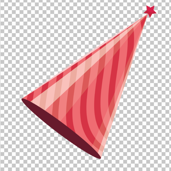 Birthday Red Cone Hat PNG Image