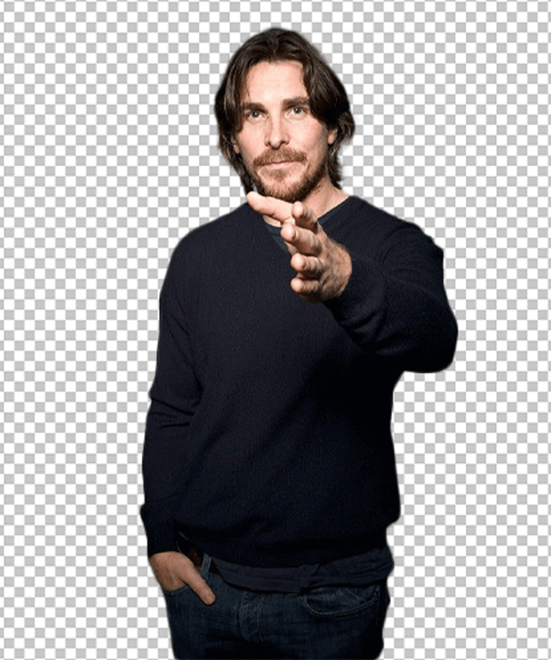 Christian Bale pointing PNG Image