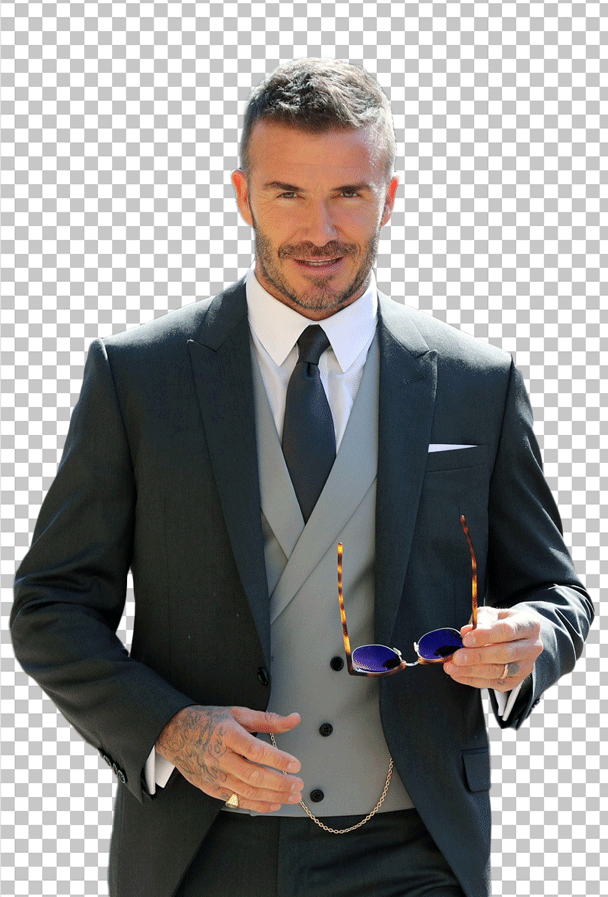 David Beckham in suit and holding sunglasses PNG Image