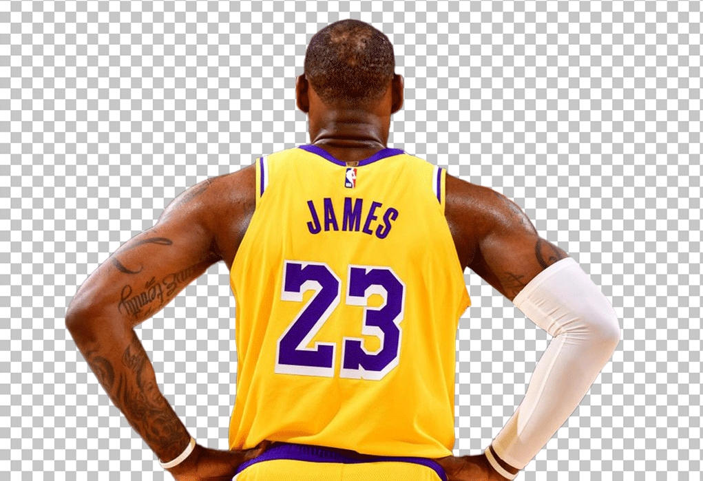 LeBron James back view with the number 23 PNG Image