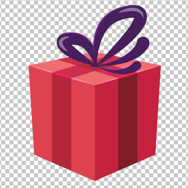 Red Gift Box with a purple bow PNG Image