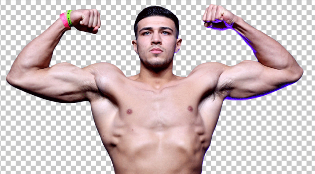 Tommy Fury flexing his biceps PNG Image