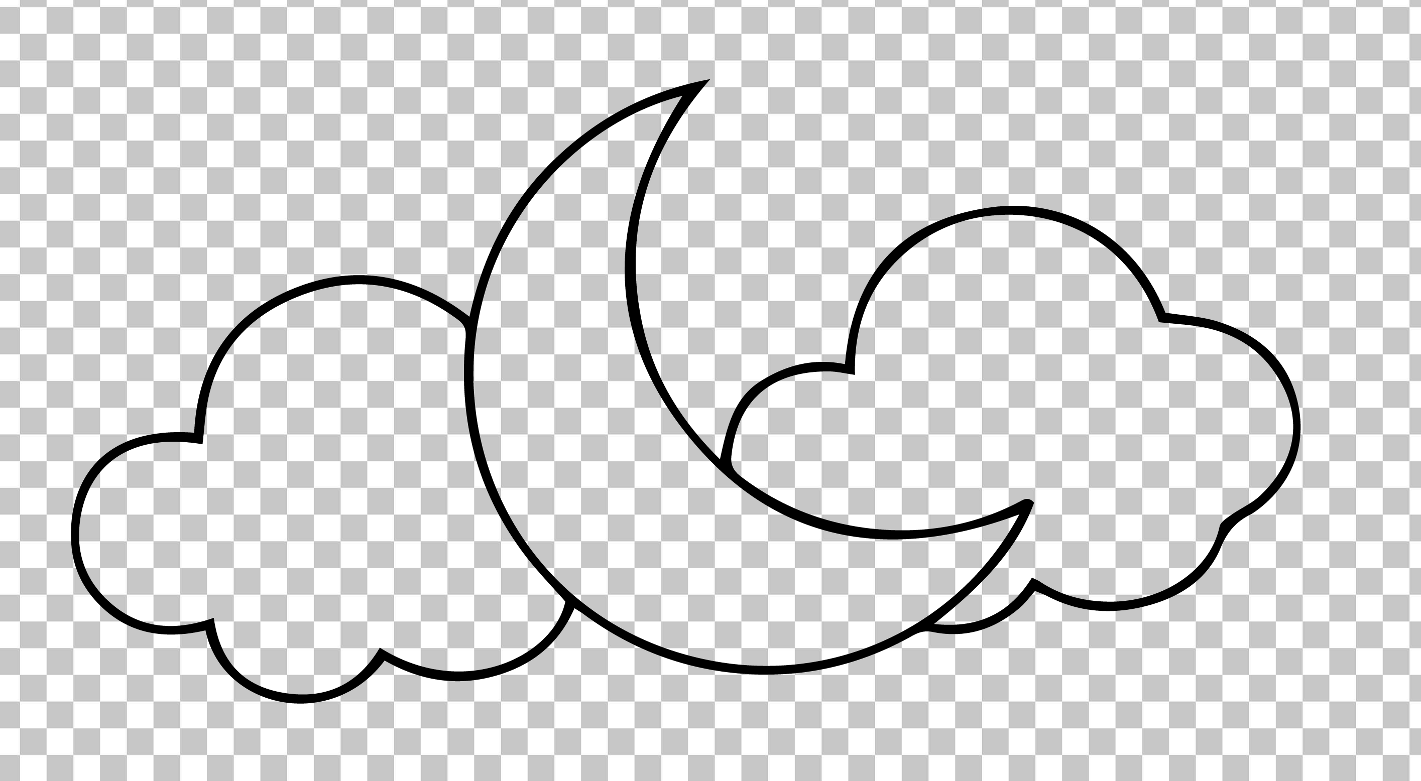 Moon with clouds Sketch PNG Image