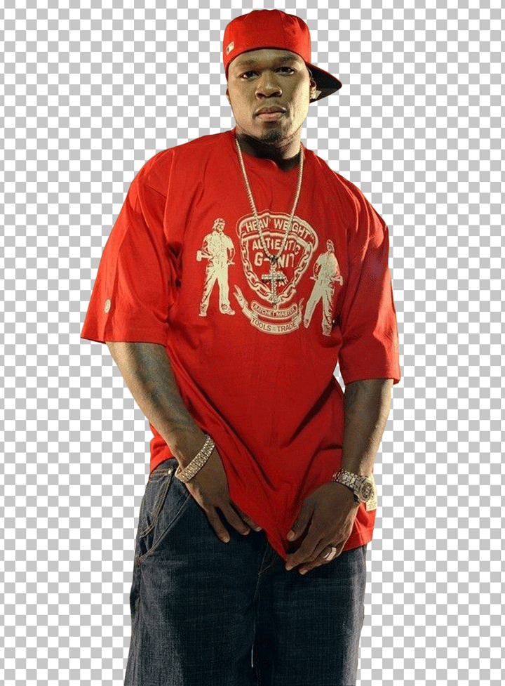 50 Cent wearing red t-shirt PNG Image