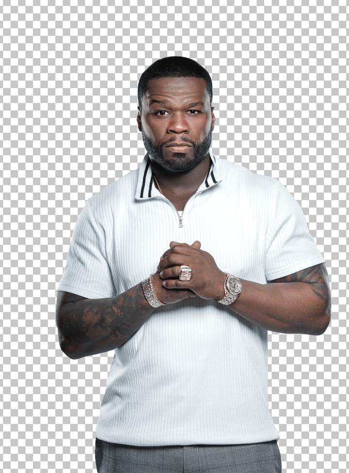 50 Cent is wearing white t-shirt PNG Image