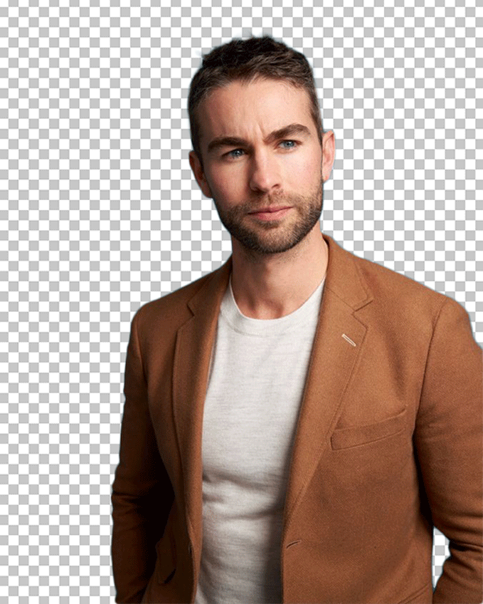 Chace Crawford in brown suit PNG Image