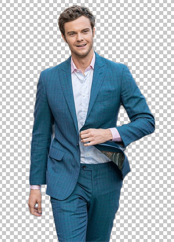 Jack Quaid is walking in blue suit PNG Image