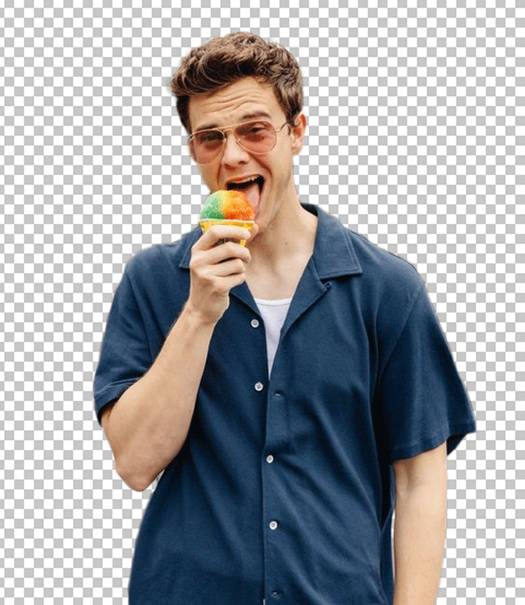 Jack Quaid licking an Ice Cream PNG Image